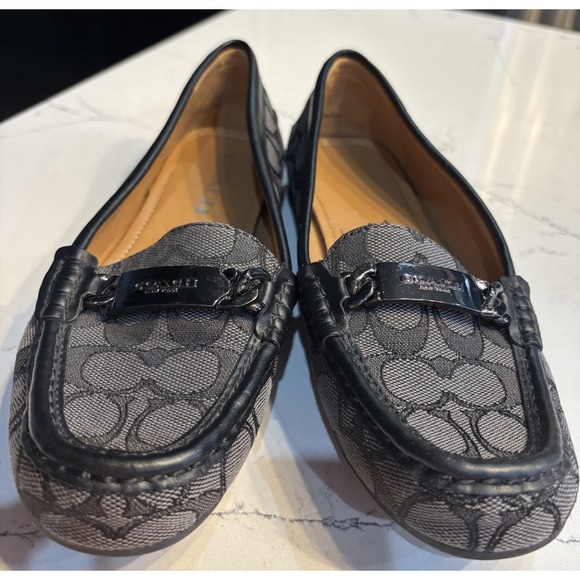 Women COACH OLIVE FLAT LOAFER Signature Black-Smoke Size‎ 6.5 - Picture 1 of 9